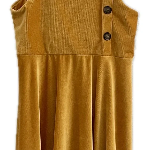 Knitworks XXL-plus gold mustard dress minimal 70s corduroy spring summer - Picture 4 of 13